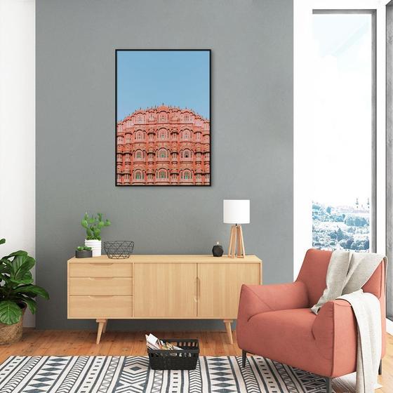 Imagem de Quadro Palácio Hawa Mahal Jaipur 43x30 Filete Preto Moldura Filete, Preta