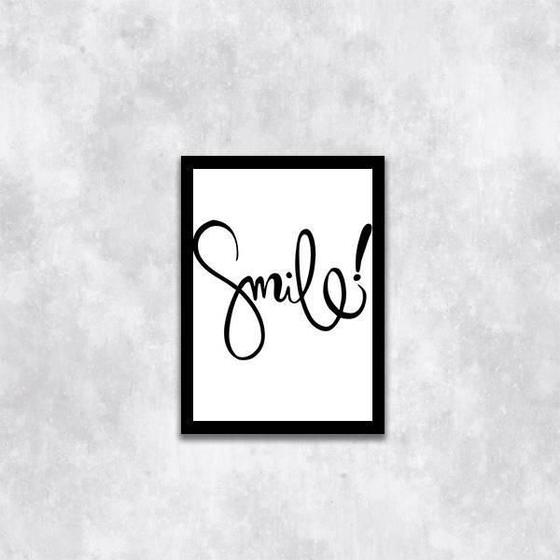 Imagem de Quadro Palavra Smile 33X24Cm - Com Vidro Moldura Preta