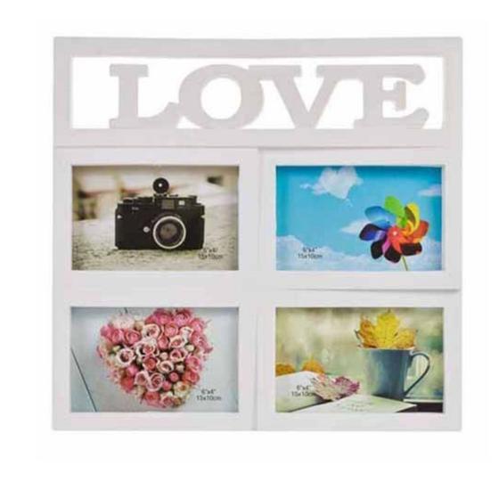 Imagem de Quadro para 4 fotos 10x15 love branco pf-1020 - square