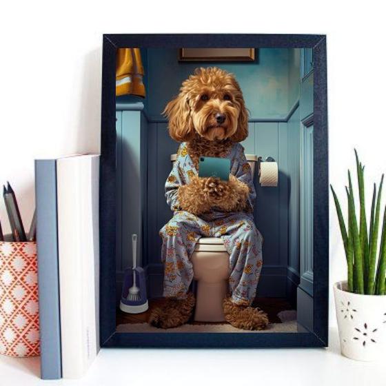 Imagem de Quadro Para Banheiro Cachorrinho Poodle 24x18cm - com vidro