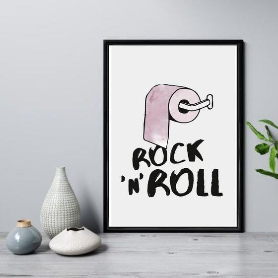 Imagem de Quadro Para Banheiro Rock N Roll 33x24cm - com vidro