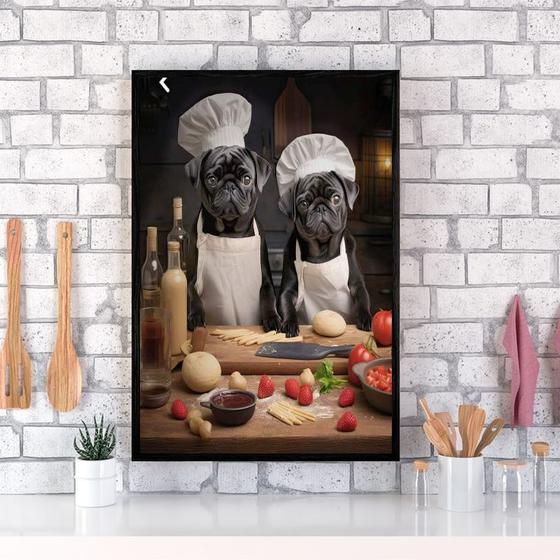 Imagem de Quadro Para Cozinha Cães Raça Pug 24x18cm