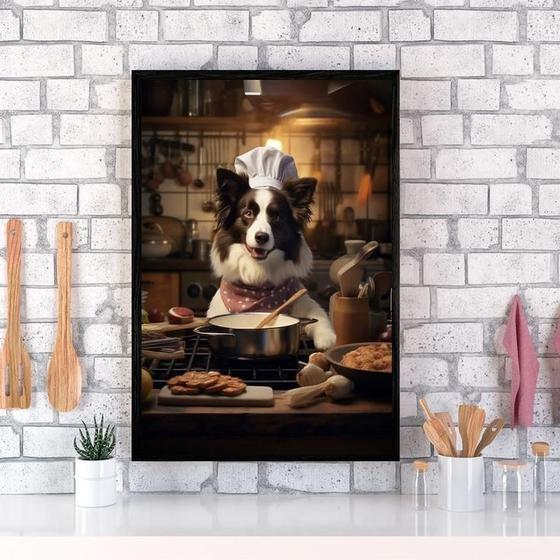 Imagem de Quadro Para Cozinha Cão Border Collie 24X18Cm - Com Vidro