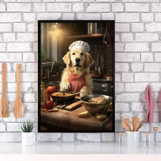 Imagem de Quadro Para Cozinha Cão Golden Retriever 24x18cm - com vidro