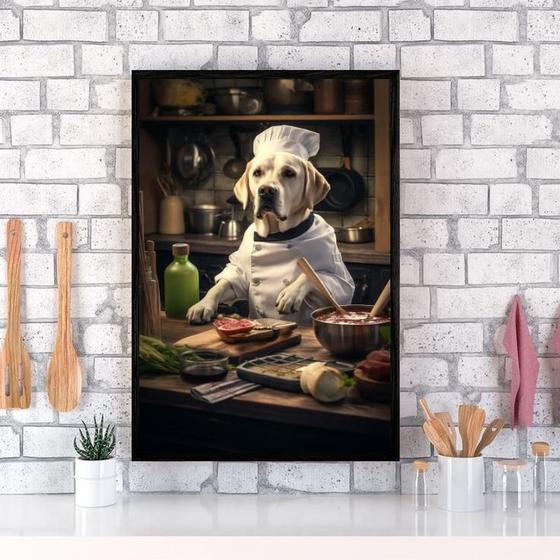 Imagem de Quadro Para Cozinha Cão Raça Labrador 33X24Cm - Com Vidro