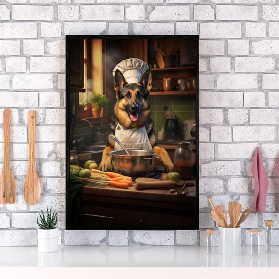 Imagem de Quadro Para Cozinha Cão Raça Pastor Alemão 24x18cm - com vidro