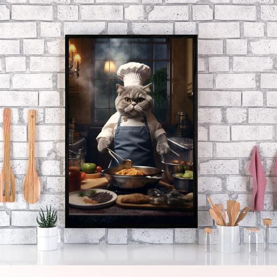 Imagem de Quadro Para Cozinha Gato Cozinheiro 45x34cm