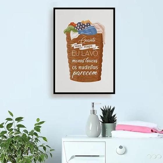 Imagem de Quadro Para Lavanderia Com Frase Engraçada 33X24Cm - Branca