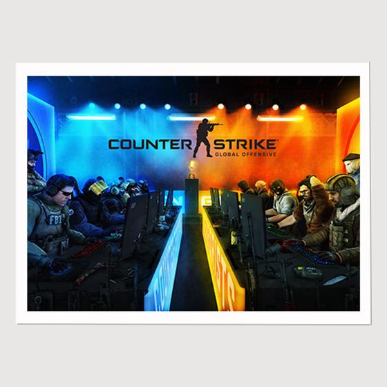 Imagem de Quadro para Quarto CS GO Counter Strike batalha 45x33 A3