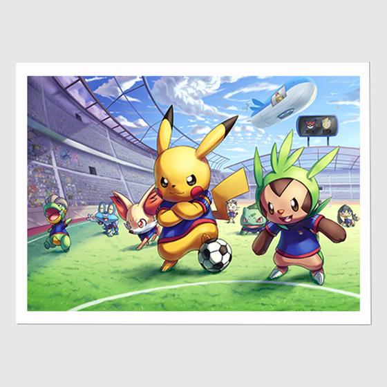 Imagem de Quadro para Quarto Futebol Soccer Pokemon Pikashu 45x33 A3