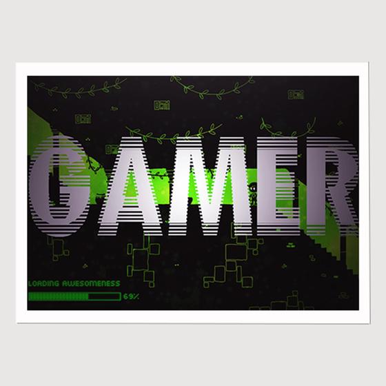 Imagem de Quadro para Quarto Placa GAMER 3D 45x33 A3