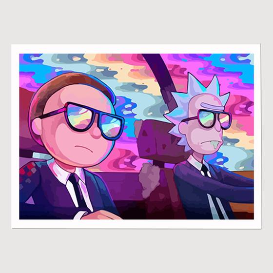 Imagem de Quadro para Quarto Ricky and Morty Homens de preto 45x33 A3