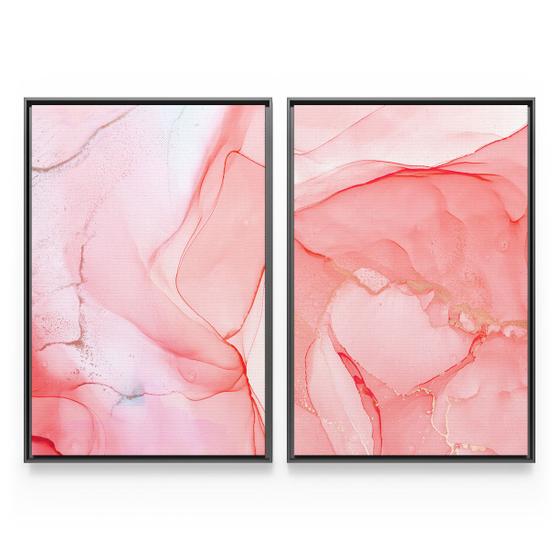 Imagem de Quadro Para Sala Abstrato Moderno Mármore Rosê Decorativo Rosa Dourado Grande Moldura Hall - Bimper