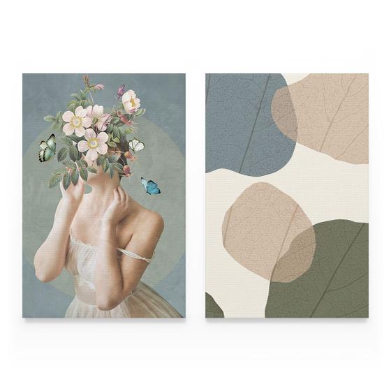 Imagem de Quadro Para Sala Abstrato Mulher Forest Harmony Kit 2 Telas Enorme Decorativa - Bimper