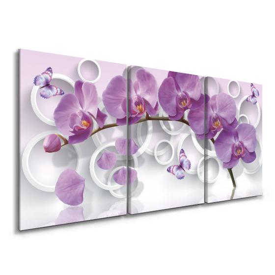 Imagem de Quadro para Sala Orquídea Roxa Parede Quarto Decoração Kit