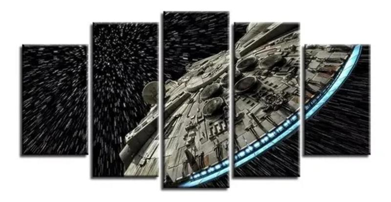 Imagem de Quadro Para Sala Star Wars Nave Espacial 5 Peças Mosaico