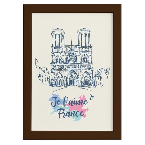 Imagem de Quadro Paris Notre Dame Moldura Marrom 22x32cm