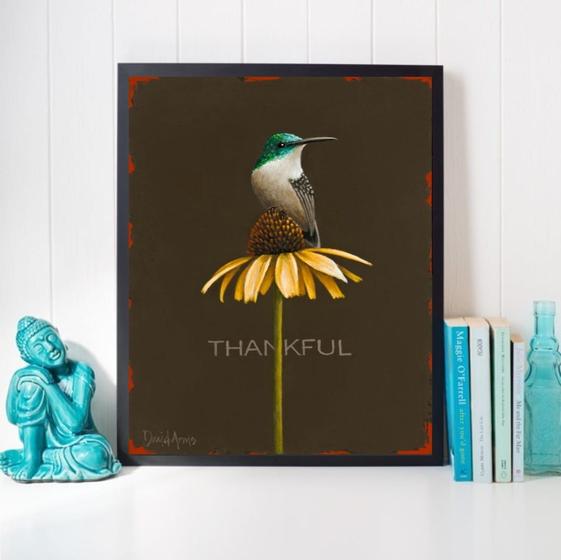 Imagem de Quadro Passarinho - Thankful 33x24cm - com vidro