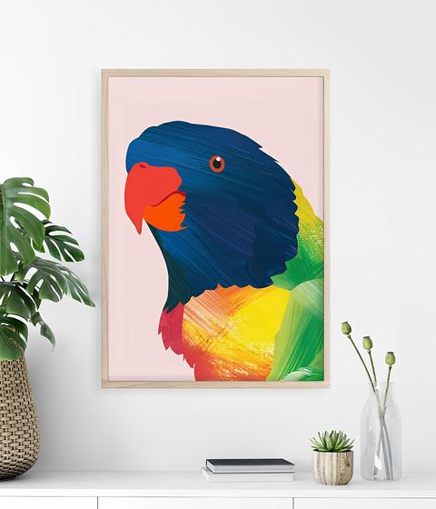 Imagem de Quadro Pássaro Papagaio Periquito - Animais - Moldura Caixa + Foam + Vidro em Várias Tamanhos - Artfine