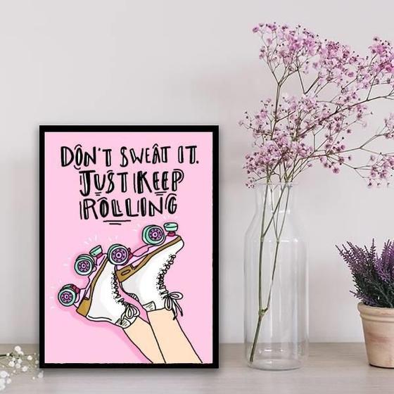 Imagem de Quadro Patins Just Keep Rolling 24X18Cm - Vidro Preta