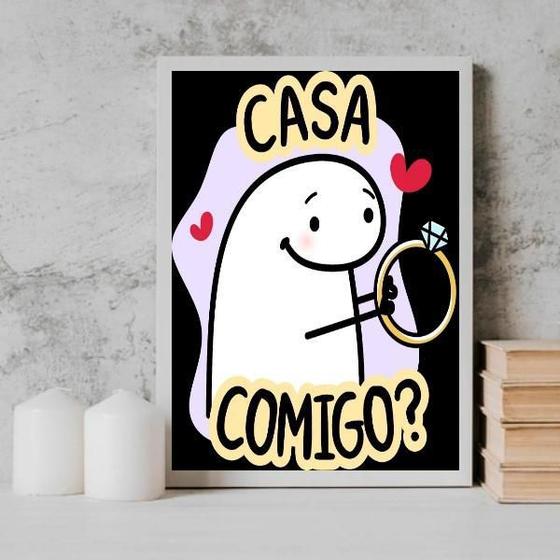 Imagem de Quadro Pedido Casamento Casa Comigo 45X34Cm - Com Vidro