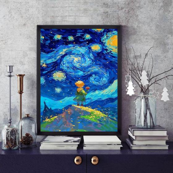 Imagem de Quadro Pequeno Príncipe Van Gogh 33x24cm - com vidro