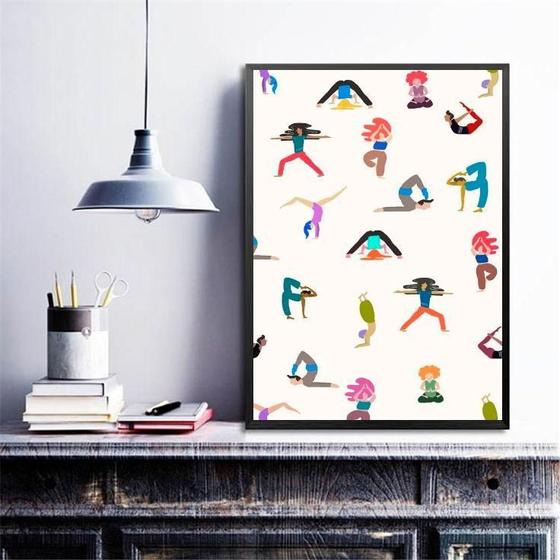 Imagem de Quadro Pessoas Fendo Yoga 24X18Cm - Com Vidro