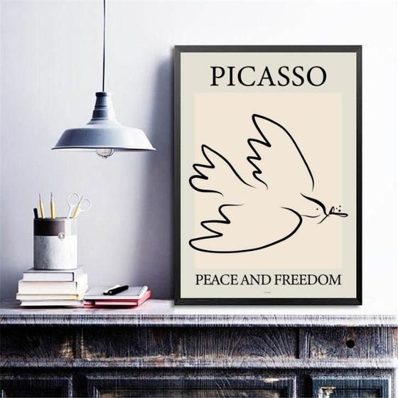 Imagem de Quadro Picasso Pomba - Peace And Freedom 24X18Cm - Com Vidro