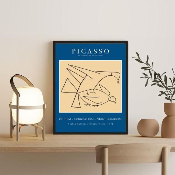 Imagem de Quadro Picasso ul Pássaros - 24x18cm - Vidro e Moldura