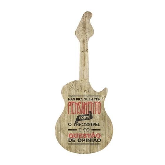 Imagem de Quadro Placa Decorativa Formato - Guitarra Pensamento Forte