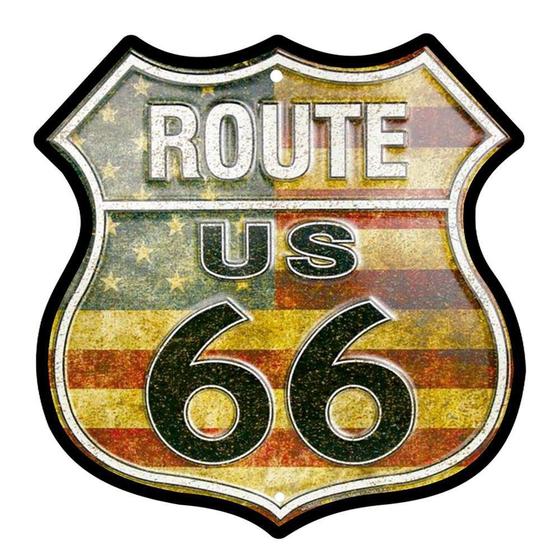 Imagem de Quadro Placa Route Em Madeira Decorativa Route Us 66