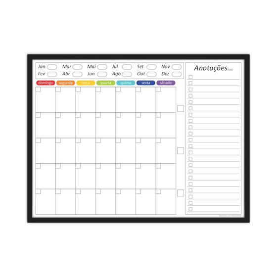 Quadro Planejamento Mensal - Planner - C/ Moldura MOD02 Menor preço em Quadro Planejamento Mensal - Planner - C/ Moldura MOD02