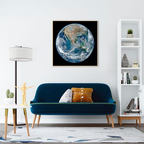 Imagem de Quadro Planeta Terra 60x60 Filete Marfim