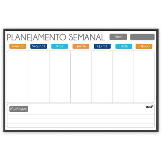 Imagem de Quadro Planner Semanal LIGHT FIT 90X60CM Pacote com 2 Unidades Stalo