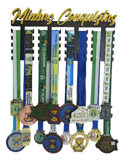 Imagem de Quadro Porta Medalhas Grande 30 Medalhes Expositor Minhas