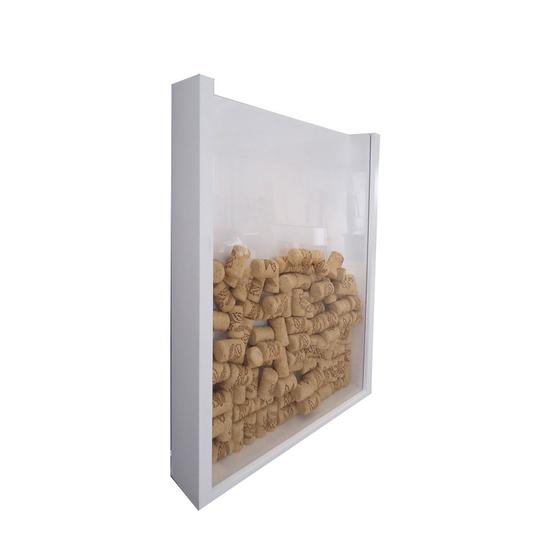 Quadro Porta Rolhas de Vinho Champanhe Tampinhas Decorativo de Parede - Branco Laca Menor preço em Quadro Porta Rolhas de Vinho Champanhe Tampinhas Decorativo de Parede - Branco Laca
