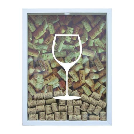 Imagem de Quadro Porta Rolhas De Vinho Cm Branco