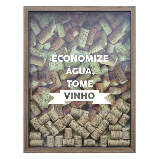 Quadro Porta Rolhas De Vinho Economize Água 32X42 Cm Natural Menor preço em Quadro Porta Rolhas De Vinho Economize Água 32X42 Cm Natural