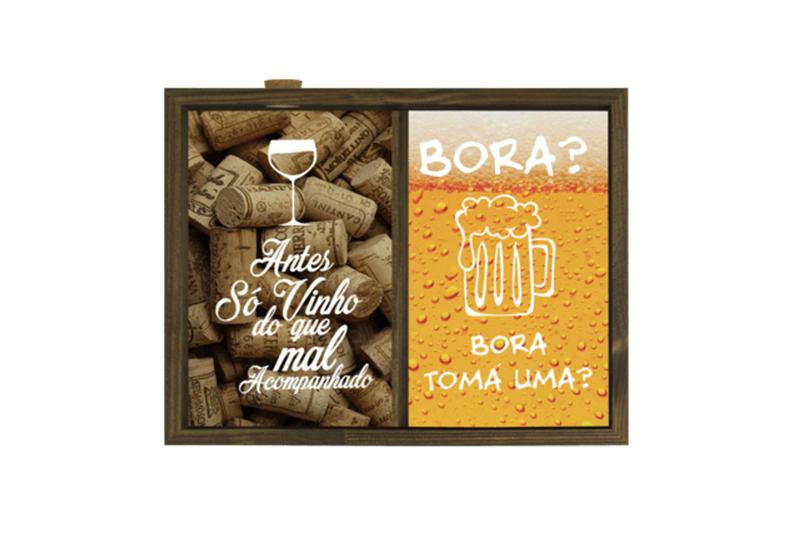 Imagem de Quadro Porta Rolhas e Tampinhas Conjugado 32x42 Vinho/Cerveja