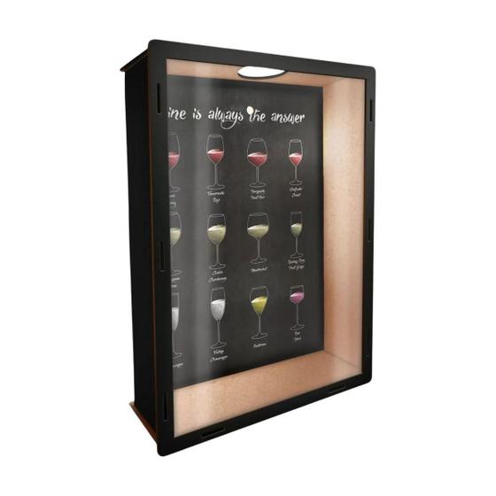 Imagem de Quadro Porta Rolhas Vinho Wine Is Always The Answer 28X38Cm