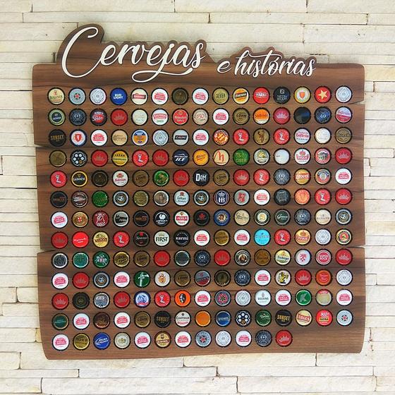 Imagem de Quadro Porta Tampinhas - Linha Rustic -180 Tampas Cerveja - Decoração