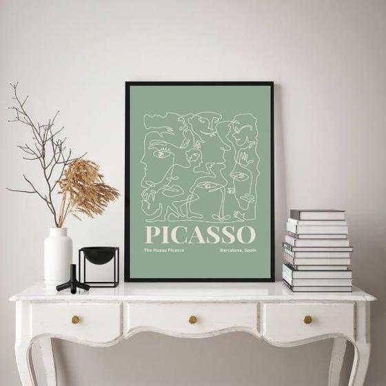 Imagem de Quadro Poster Arte Picasso Verde 45X34Cm - Com Vidro