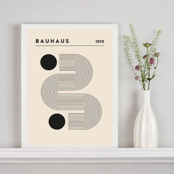 Imagem de Quadro Poster Bauhaus Minimalista Bege 24X18Cm - Com Vidro