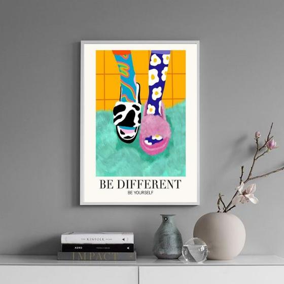 Imagem de Quadro Poster Be Diferent - Be Yourself 24x18cm - com vidro