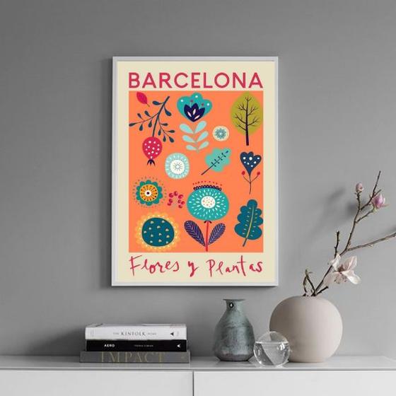 Imagem de Quadro Poster Flores e Plantas - Barcelona 33x24cm - com vidro