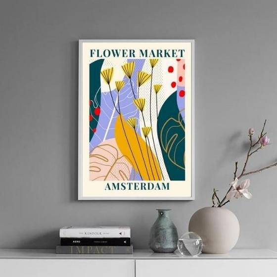 Imagem de Quadro Poster Flower Market - Amsterdam 24X18Cm - Com Vidro