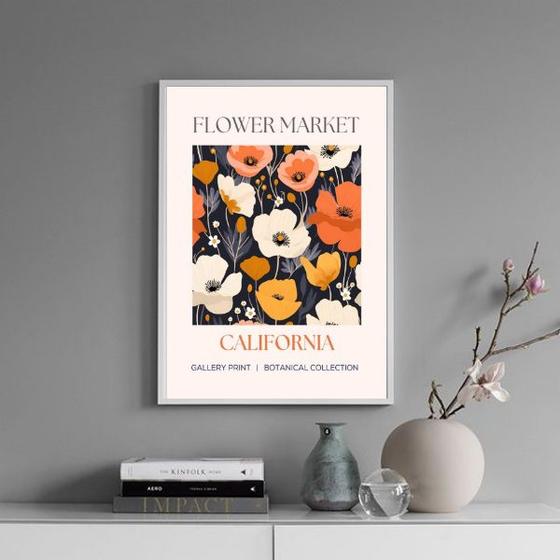 Imagem de Quadro Poster Flower Market - California 24x18cm - com vidro