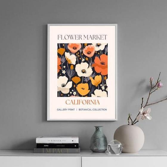 Imagem de Quadro Poster Flower Market - California 33X24Cm - Com Vidro