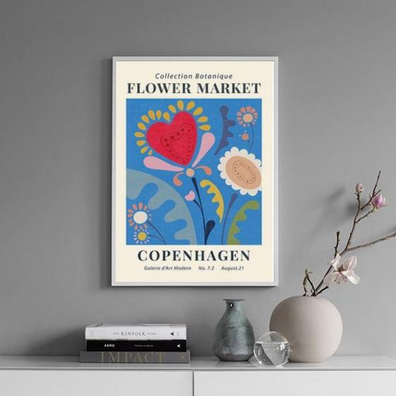 Imagem de Quadro Poster Flower Market - Copenhagen 24x18cm - com vidro