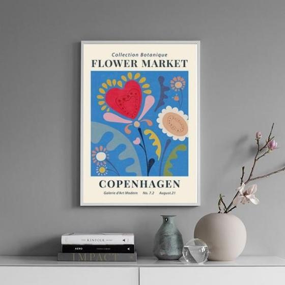 Imagem de Quadro Poster Flower Market - Copenhagen 24X18Cm - Com Vidro